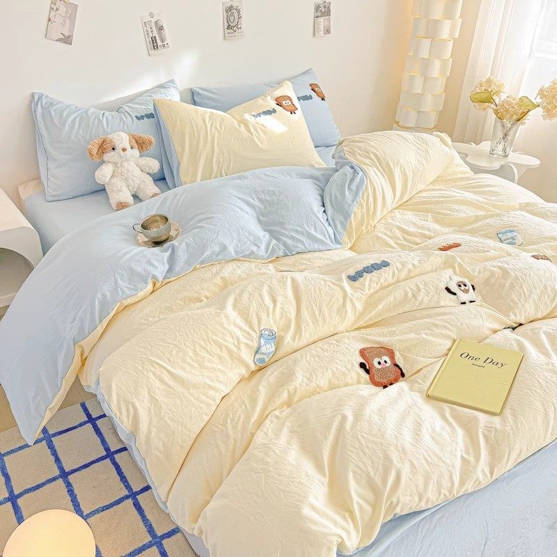 2025新款毛巾绣四件套卡通被套学生宿舍三件套床单床品床笠少女心,淘宝优惠券,粉丝福利购,淘宝优惠卷