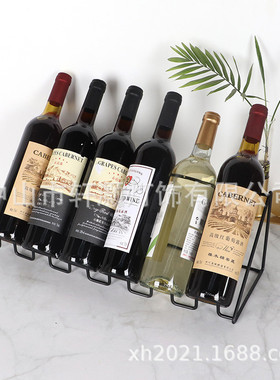 创意铁线桌面红酒架酒吧台酒架简约多瓶红酒架子收纳架