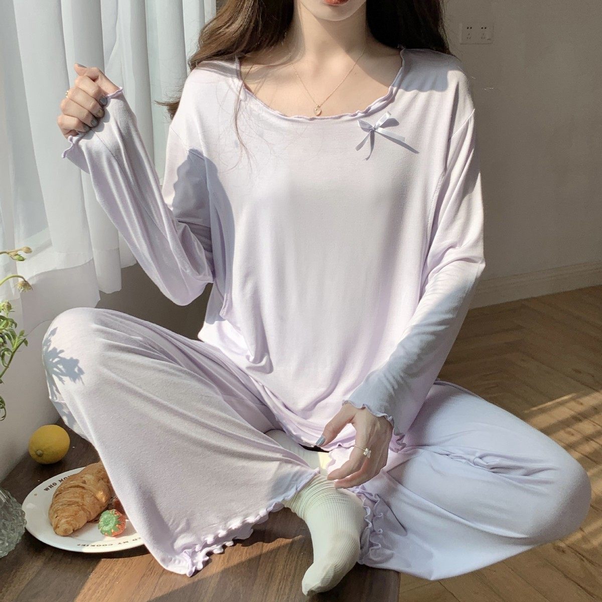 孕妇哺乳睡衣夏季薄款莫尔月子服怀孕居服产后喂奶衣套头6月份,淘宝优惠券,粉丝福利购,淘宝优惠卷