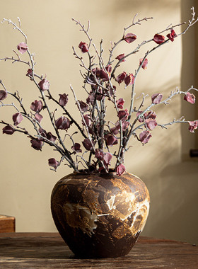 景德镇装饰陶瓷花瓶客厅插花摆件陶罐粗陶干花复古侘寂风土陶花瓶