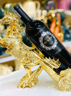 创意树脂电镀工艺品欧式砖马拉车红酒架镶家居饰品礼品酒架子批发