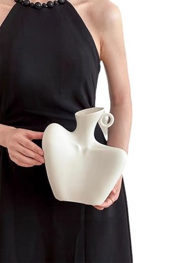 高品质创意艺术人体锁骨陶瓷花瓶小众客厅玄关设计感摆件批发