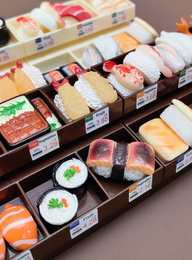 创意仿真日式寿司食玩微缩超市货架模型迷你鳗鱼饭微景观装饰配件