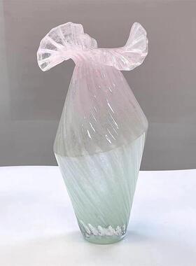 中古唯美复古异形琉璃小清新花瓶北欧玻璃家居装饰摆件花器水培