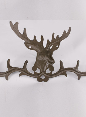 欧式挂钩鹿头鹿角衣帽钩创意金属装饰品客厅书房工艺品