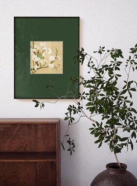 新中式玄关装饰画仿古工笔花鸟国画卡纸客厅艺术挂画卧室书房壁画