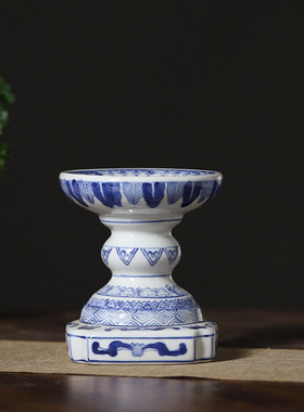 景德镇青花缠青花瓷烛台家居客厅茶几玄关枝烛台软装饰工艺品摆件