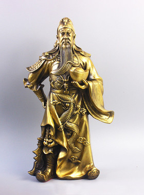 黄铜忠义关公家居吉祥摆件托家居关公宝礼品厂家铜关公开业礼品