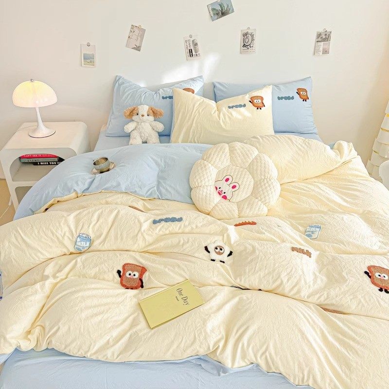 2025新款毛巾绣四件套卡通被套学生宿舍三件套床单床品床笠少女心,淘宝优惠券,粉丝福利购,淘宝优惠卷