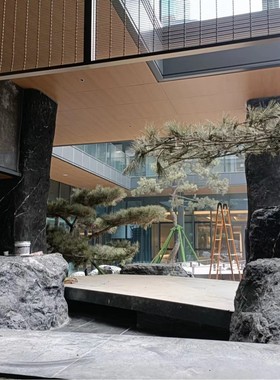 景观塑石假山黑山石装饰手工艺品柱制作雕塑假树工程