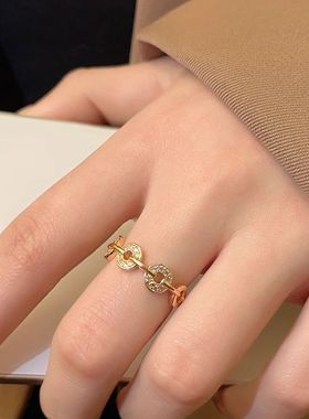 《西柚氧》925纯银戒指女2026招财铜钱ins小众食指戒礼物送女友