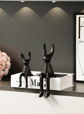 现代坐姿长耳兔摆件轻奢高档玄关客厅电视柜酒柜家居装饰品乔迁礼