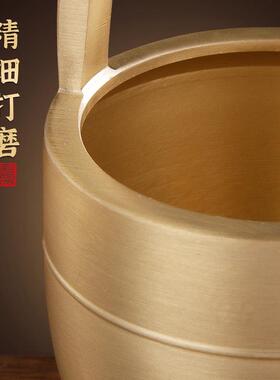 一桶金黄铜摆件铜小水桶创意客厅家居玄关中式办公室装饰工艺品