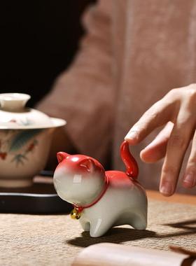 卡通猫铃铛陶瓷摆件可爱动物小猫咪家居桌面饰品轻奢送女朋友礼物