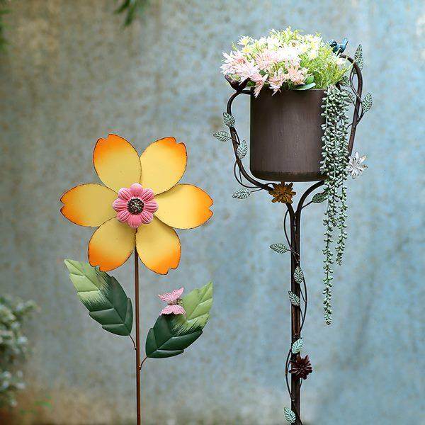 铁艺复古工艺花筒户外地插花园摆件庭院装饰布置阳台园艺景观造景 - 图0