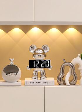 暴力熊时钟钥匙收纳玄关摆件入户进门酒柜客厅乔迁新居礼物装饰品