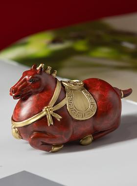 古铜官 马上有钱手把件小摆件铜马生肖男士随身把玩饰品高档礼品