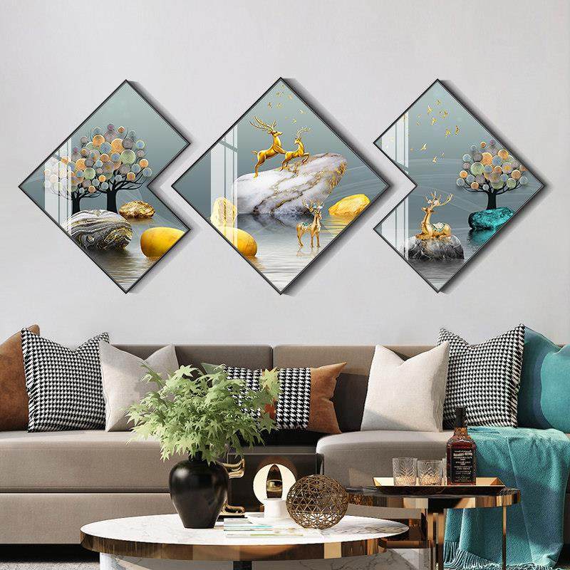 5D钻石画2024新款满钻客厅现财鹿三联画十字绣砖石贴画2025,淘宝优惠券,粉丝福利购,淘宝优惠卷