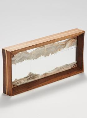 马鹿时来运转流沙画 画摆件新中式装饰木质办公桌面书桌高级感礼