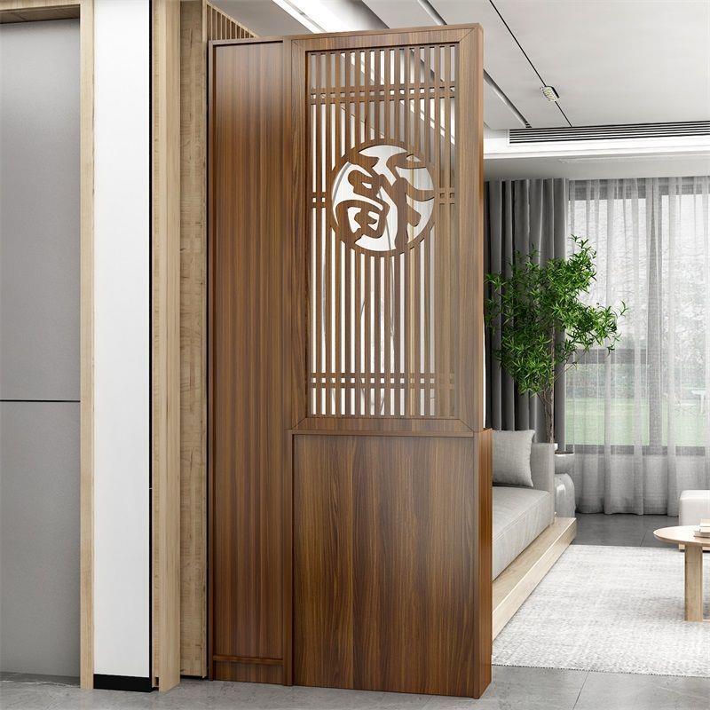 新中式玄关隔断柜客厅玄关柜实木高档镂空雕花入户门厅鞋柜置物架 - 图2