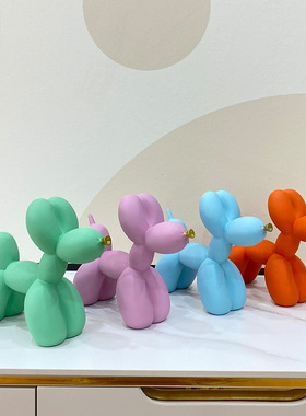 欧式创意水转印炫彩涂鸦气球狗摆件家居软装客厅玄关电视柜装饰品