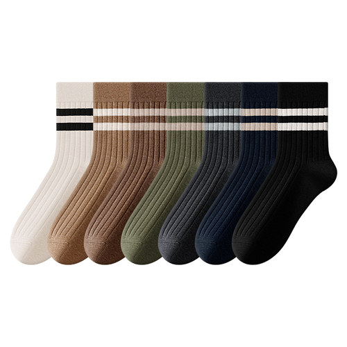 诸暨袜子男士春秋冬季中筒袜纯棉无骨运动防臭长筒长袜ins潮男生 - 图3