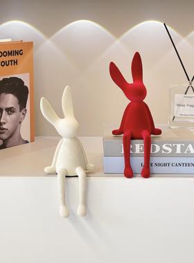 坐姿长耳小兔子摆件客厅电视柜轻奢高档玄关现代家居装饰品高级感