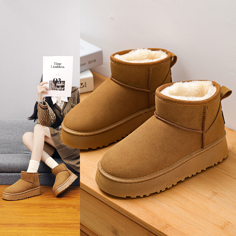 雪地靴短筒情侣冬季网红2025新款厚底增高加绒保暖防滑东北大棉鞋