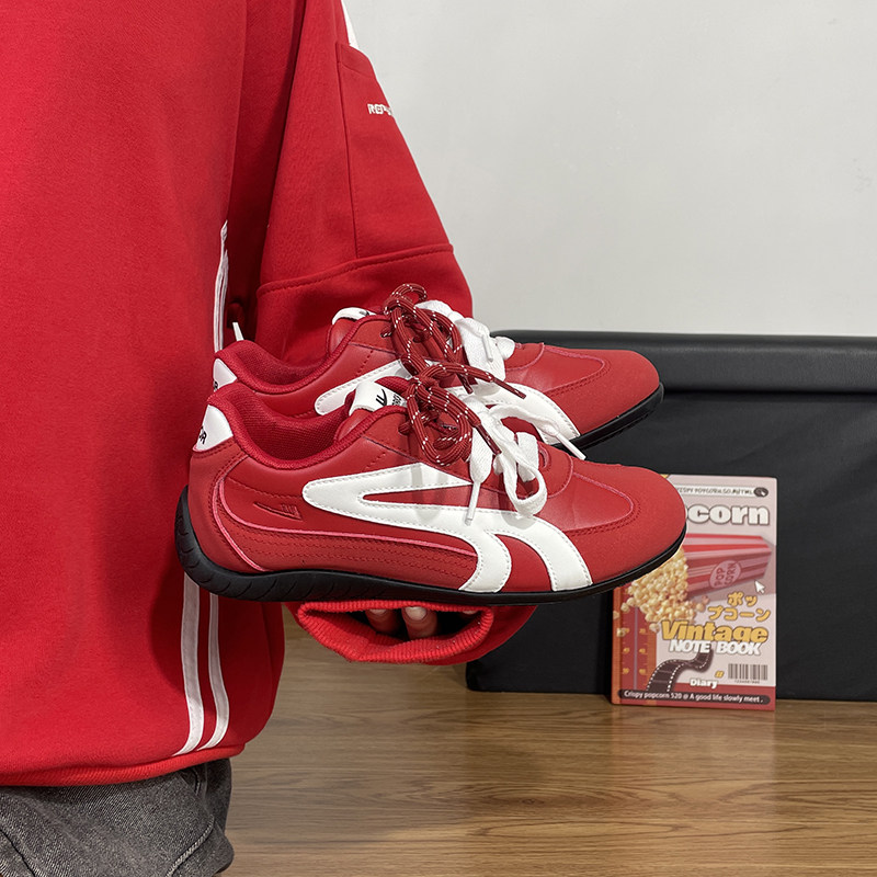 回力红色德训鞋女款2025秋季新款软底运动赛车鞋学生百搭轻便板鞋,淘宝优惠券,粉丝福利购,淘宝优惠卷