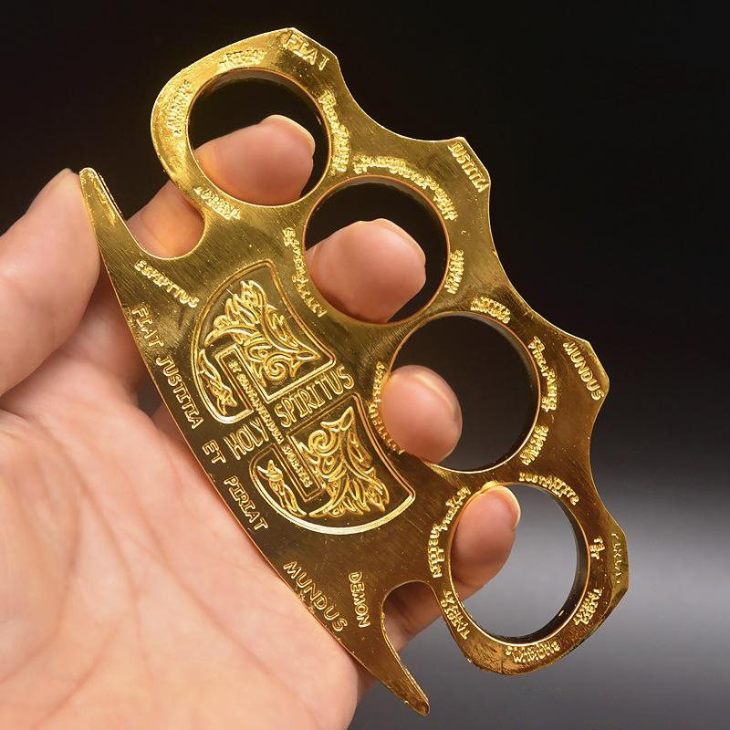 Outdoor strong metal weighted thickened finger tiger hand buckle boxing buckle camping defense ring boxing glove ring boxing broken window