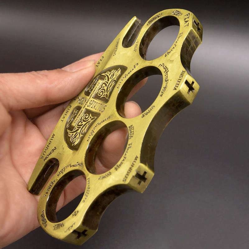 Outdoor strong metal weighted thickened finger tiger hand buckle boxing buckle camping defense ring boxing glove ring boxing broken window