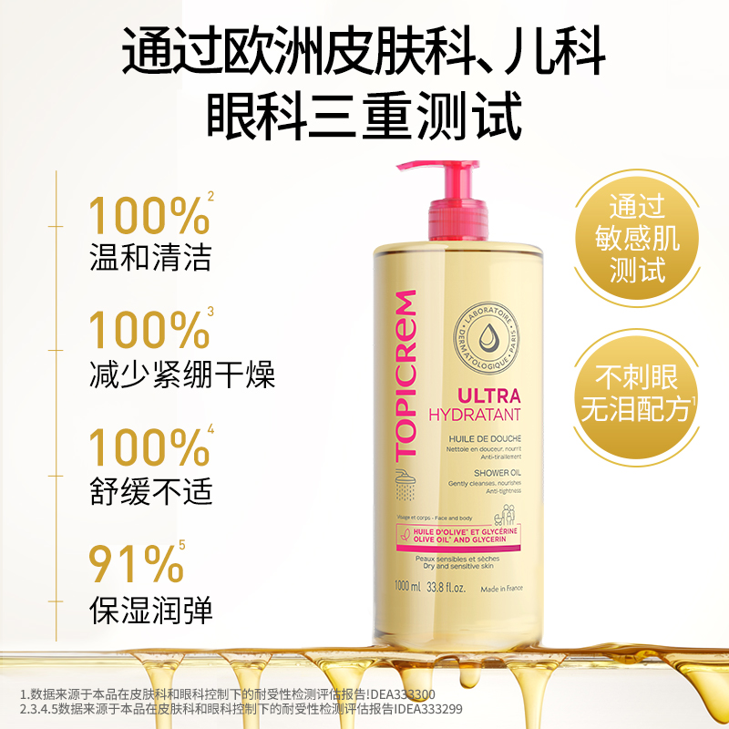 Topicrem特碧润高保湿舒润沐浴油舒缓干敏清洁露婴幼儿童1000ML