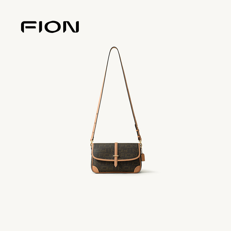 Fion/菲安妮经典老花小方包2025新款高级通勤复古单肩斜挎女包包,淘宝优惠券,粉丝福利购,淘宝优惠卷