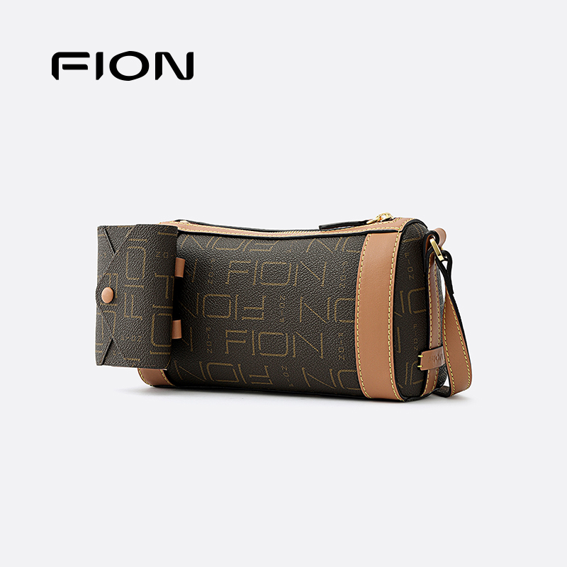 Fion/菲安妮2025新款日常通勤波士顿包经典老花单肩斜挎子母包女