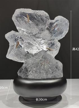透明树脂工艺品酒店会所客厅玄关石头摆件装饰样板房售楼别墅雕塑
