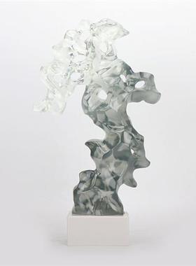 新中式透明树脂假山雕塑艺术品摆件展示厅玄关酒店大堂走廊装饰品