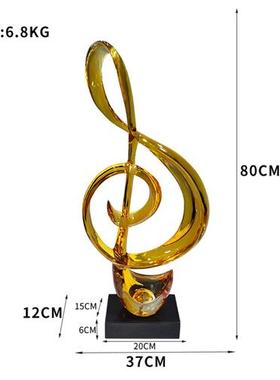 现代轻奢透明音符摆件酒吧音乐厅树脂乐器雕塑客厅玄关装饰工艺品