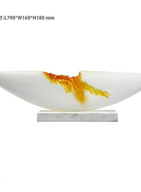 现代轻奢透明树脂雕塑售楼部酒店玄关摆件高级感抽象落地摆件定制