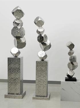 创意不锈钢金属艺术落地雕塑酒店大堂商场玄关客厅轻奢装饰品摆件