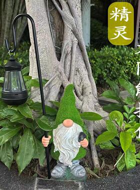 创意小矮人精灵太阳能灯跨境简约户外花园布置装饰摆件庭院造景家