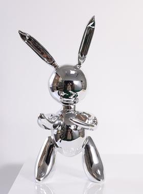 现代简约创意电镀卡通兔子摆件样板房售楼处桌面茶几玄关兔子软装