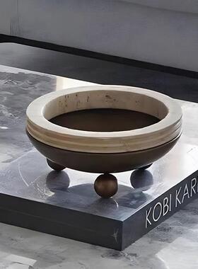 八度空间样板房书房电视柜背景墙黄色石灰华装饰盒书柜现代装饰饰