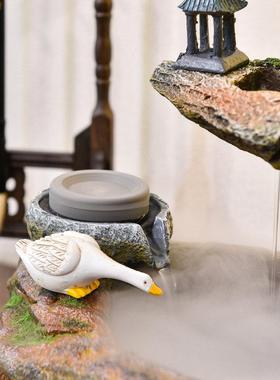 高山流水循环水喷泉客厅水车风水轮招财桌面山水生财假山水景摆件