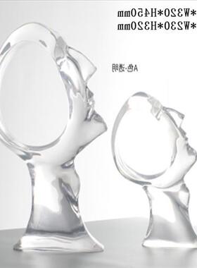 现代简约创意透明树脂雕塑摆件酒店家居客厅玄关轻奢软装高档艺术