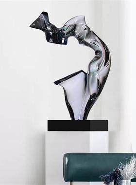 客厅玄关电视柜摆件家居软装饰品样板房酒店透明树脂入户门雕塑