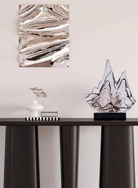 晶悦现代轻奢酒店玄关雕塑透明树脂假山高级感摆件抽象工艺品定制