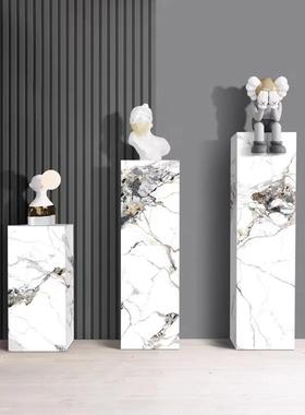 轻奢石材高级巨型客厅电视柜装饰品大件玄关落地摆件岩板花架底座