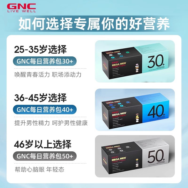 GNC健安喜每日营养包充电包男士复合维生素综合矿物质40+
