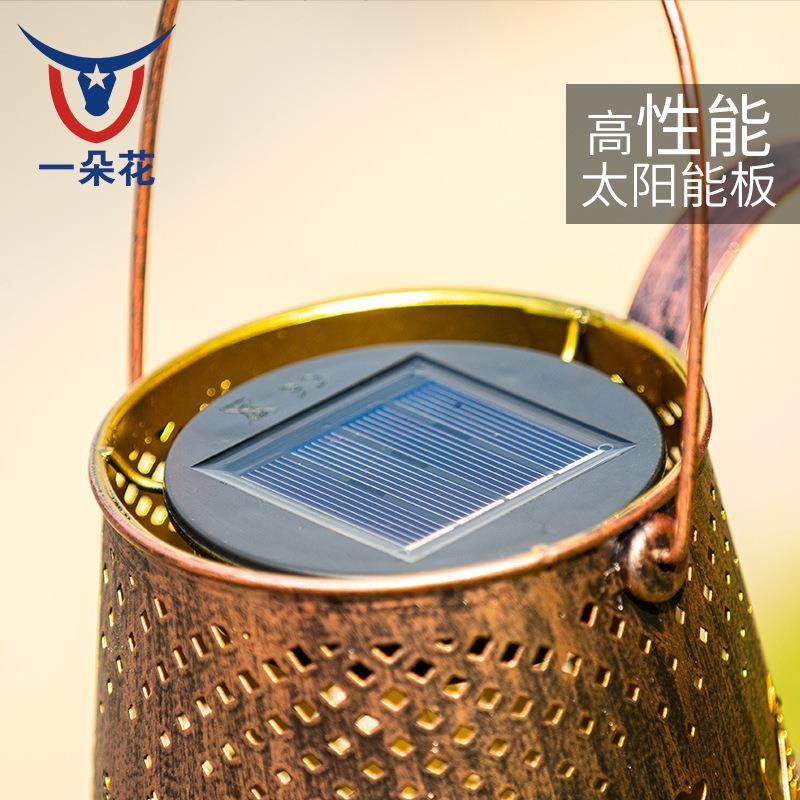 大尺寸太阳能水壶灯花园庭院地插灯可拆卸蝴蝶花纹水壶铁艺镂空灯,淘宝优惠券,粉丝福利购,淘宝优惠卷