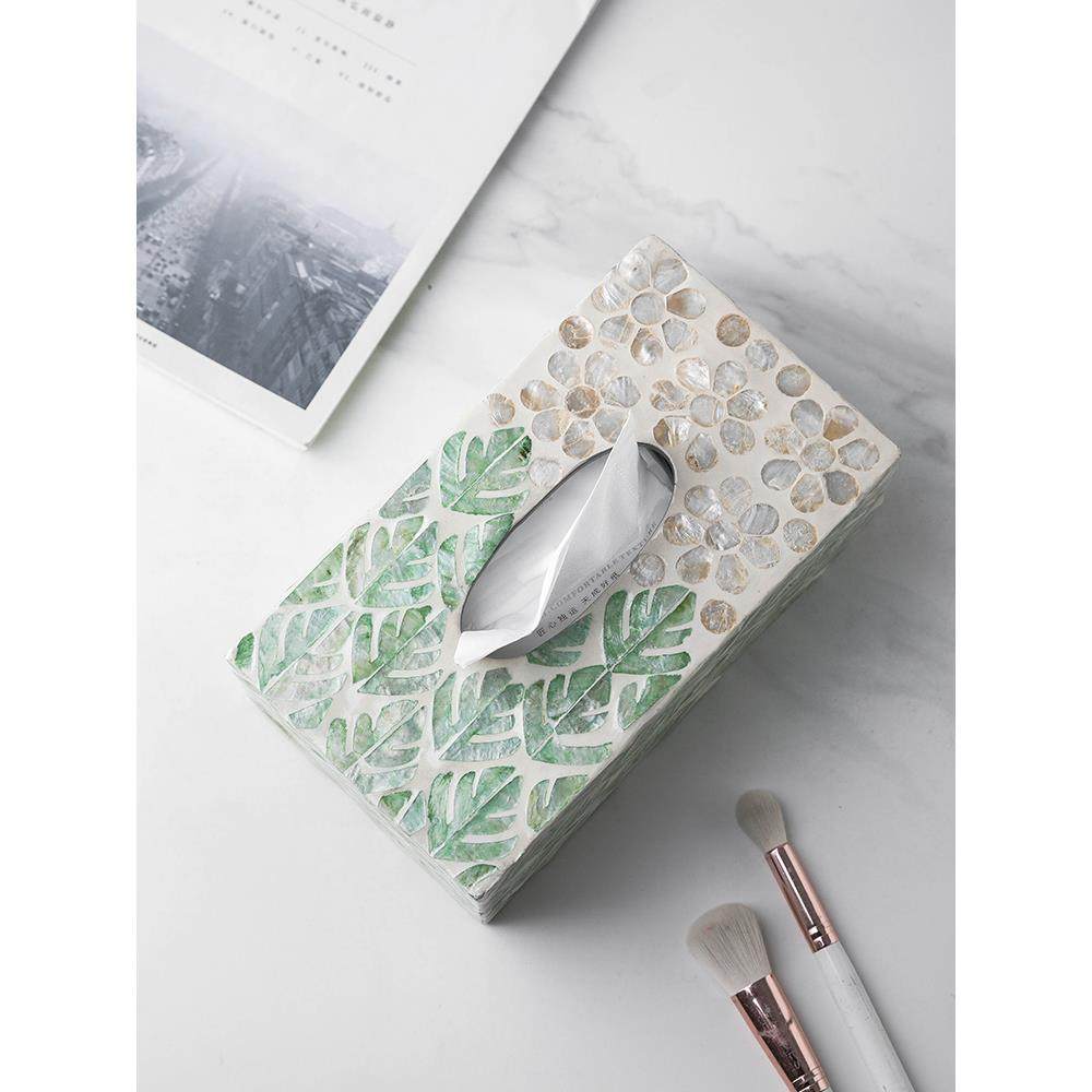 轻奢天然贝壳装饰纸巾盒客厅茶几摆件收纳盒家用创意餐巾纸抽纸盒,淘宝优惠券,粉丝福利购,淘宝优惠卷